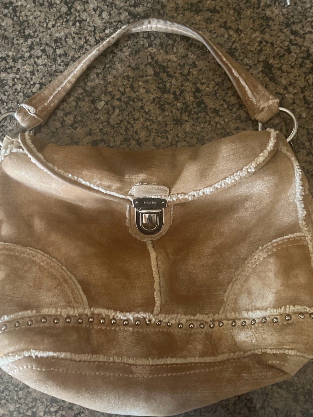 Prada Vintage MOUTON DIANO Soft  Shearling Hobo Bag - Casual  Shoulder Tote - Picture 3 of 13